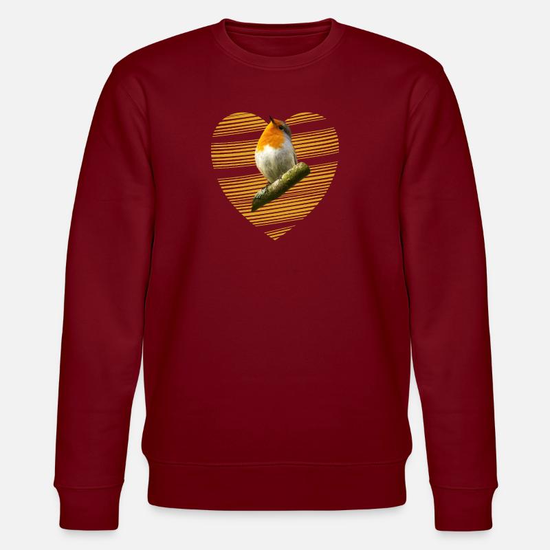 Rotkehlchen Singvogel süßer Vogel - Stanley/Stella Unisex Bio-Sweatshirt CHANGER - Burgunderrot