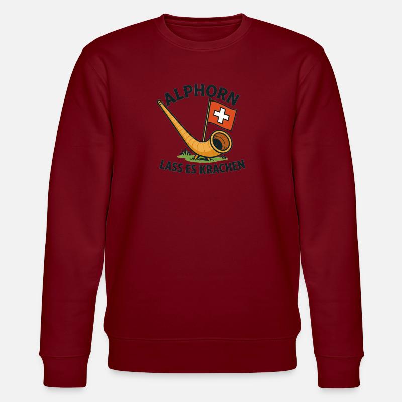 Alphorn lass es krachen - Stanley/Stella Unisex Bio-Sweatshirt CHANGER  - Burgunderrot