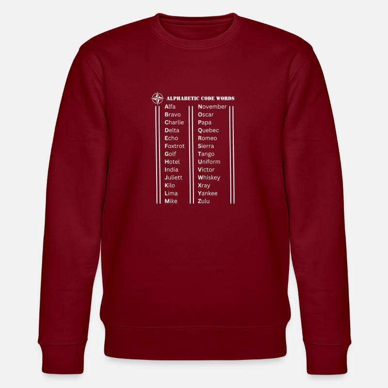 Alphabet code words - Stanley/Stella CHANGER Unisex Organic Sweatshirt - burgundy