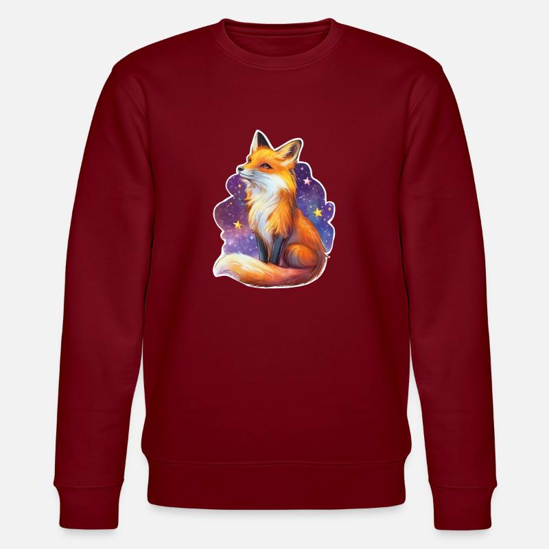 Fuchs und Sternenhimmel - Stanley/Stella Unisex Bio-Sweatshirt CHANGER  - Burgunderrot