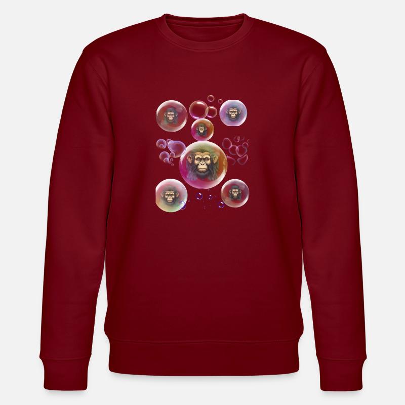 Soap Bubbles Monkey - Stanley/Stella CHANGER Unisex Organic Sweatshirt - burgundy