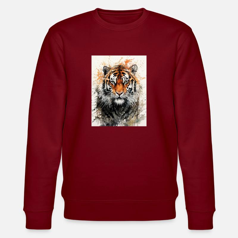 Tigre à l’aquarelle - Sweat bio CHANGER Stanley/Stella Unisexe - bordeaux