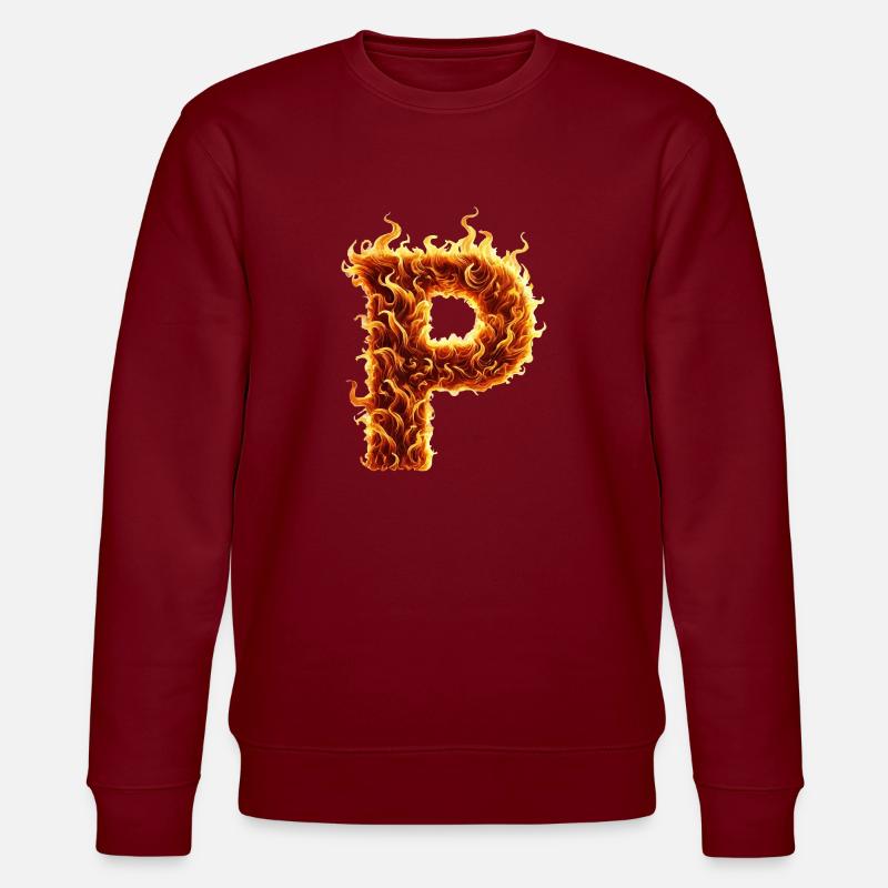 p buchstabe feuer - Stanley/Stella Unisex Bio-Sweatshirt CHANGER  - Burgunderrot
