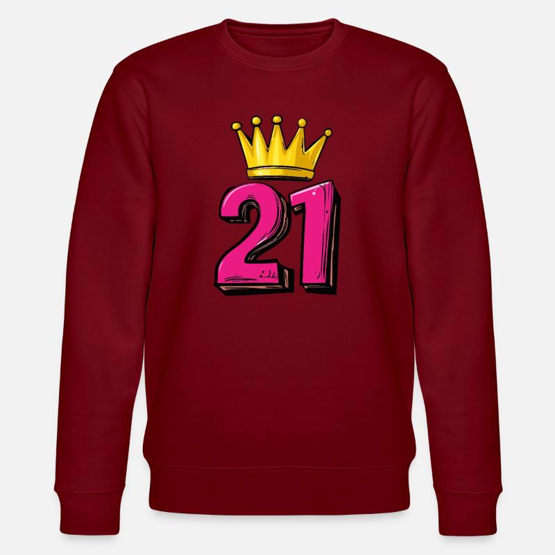 21 Nombre Couronne - Sweat bio CHANGER Stanley/Stella Unisexe - bordeaux