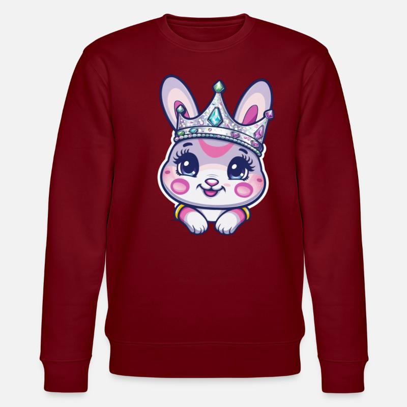 Süßer Hase mit Krone - Stanley/Stella Unisex Bio-Sweatshirt CHANGER  - Burgunderrot