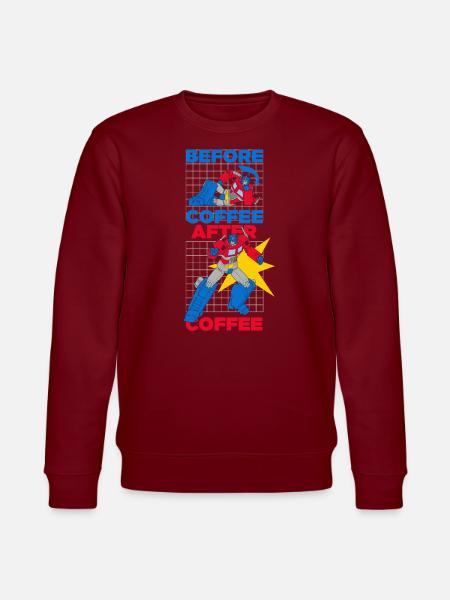 Transformers Optimus Prime Before And After Coffee - Stanley/Stella CHANGER Unisex Organic Sweatshirt - burgundy