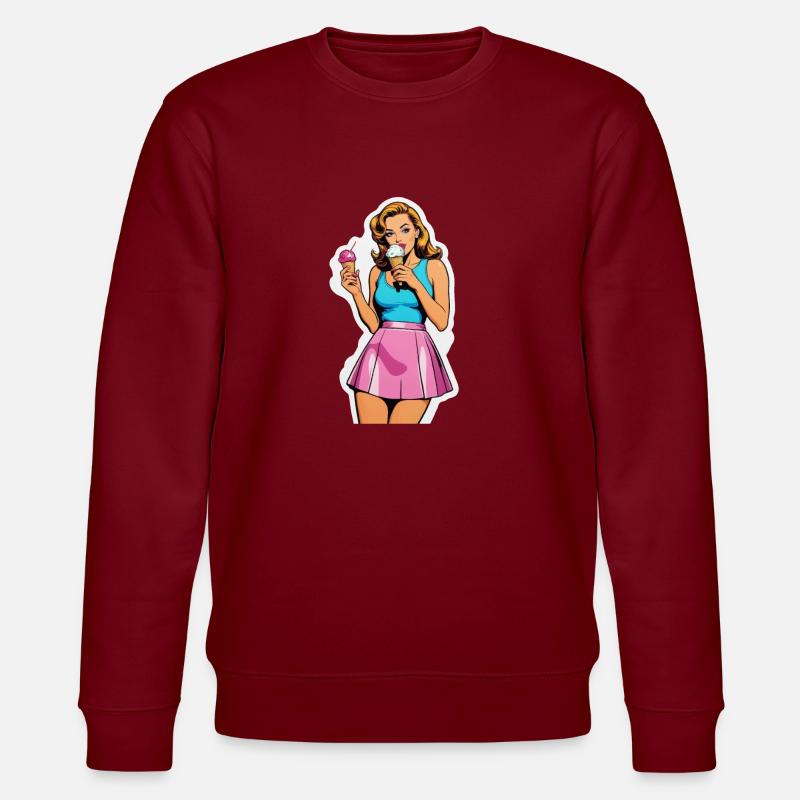 Retro Mädchen Eis essen - Stanley/Stella Unisex Bio-Sweatshirt CHANGER  - Burgunderrot