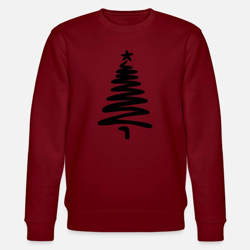 Christmas tree linear hand-drawn - Stanley/Stella CHANGER Unisex Organic Sweatshirt - burgundy