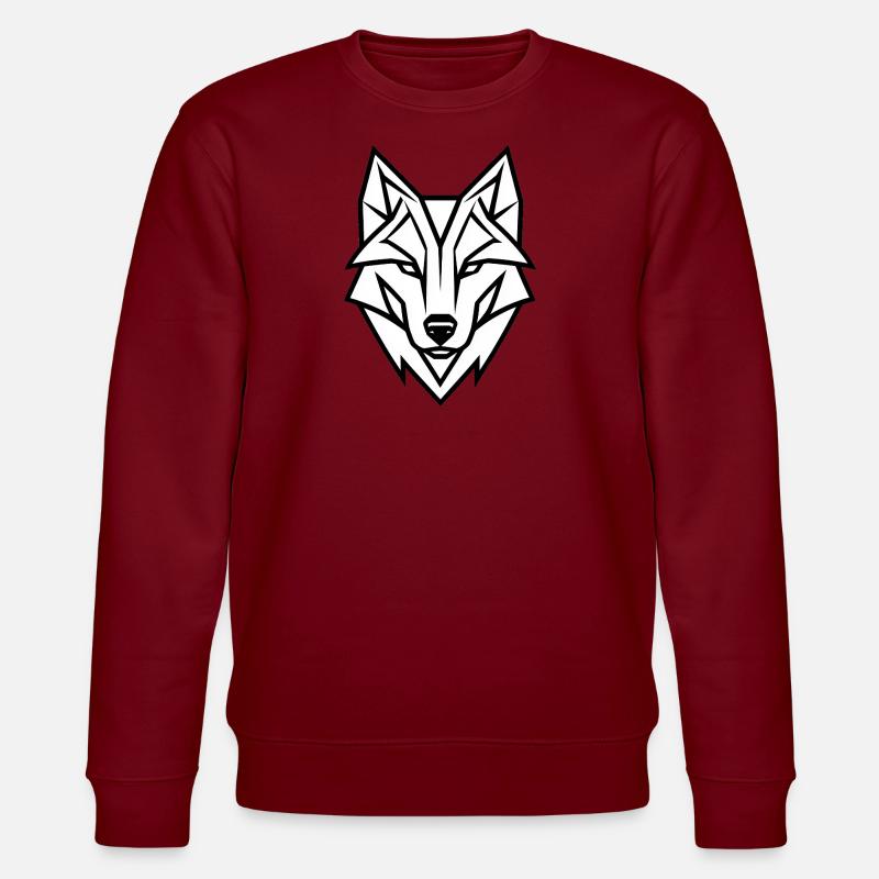 Wild Wolf Logo, Wolfskopf, geometrisch - Stanley/Stella Unisex Bio-Sweatshirt CHANGER  - Burgunderrot