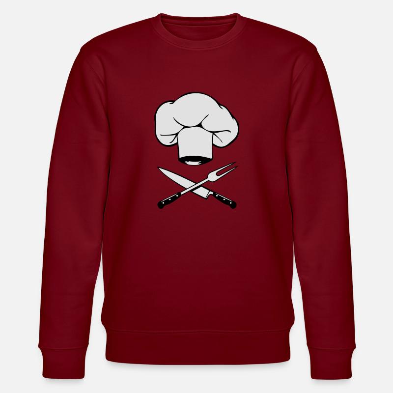 kochen kochmütze messer gabel design - Stanley/Stella Unisex Bio-Sweatshirt CHANGER  - Burgunderrot