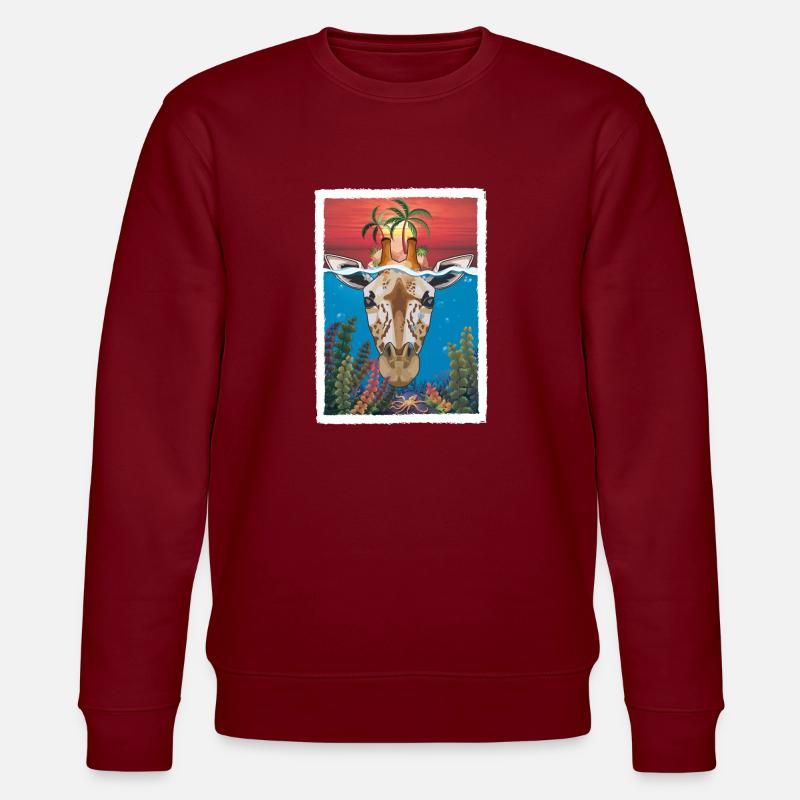 Giraffe unter Wasser 2 - Stanley/Stella Unisex Bio-Sweatshirt CHANGER  - Burgunderrot