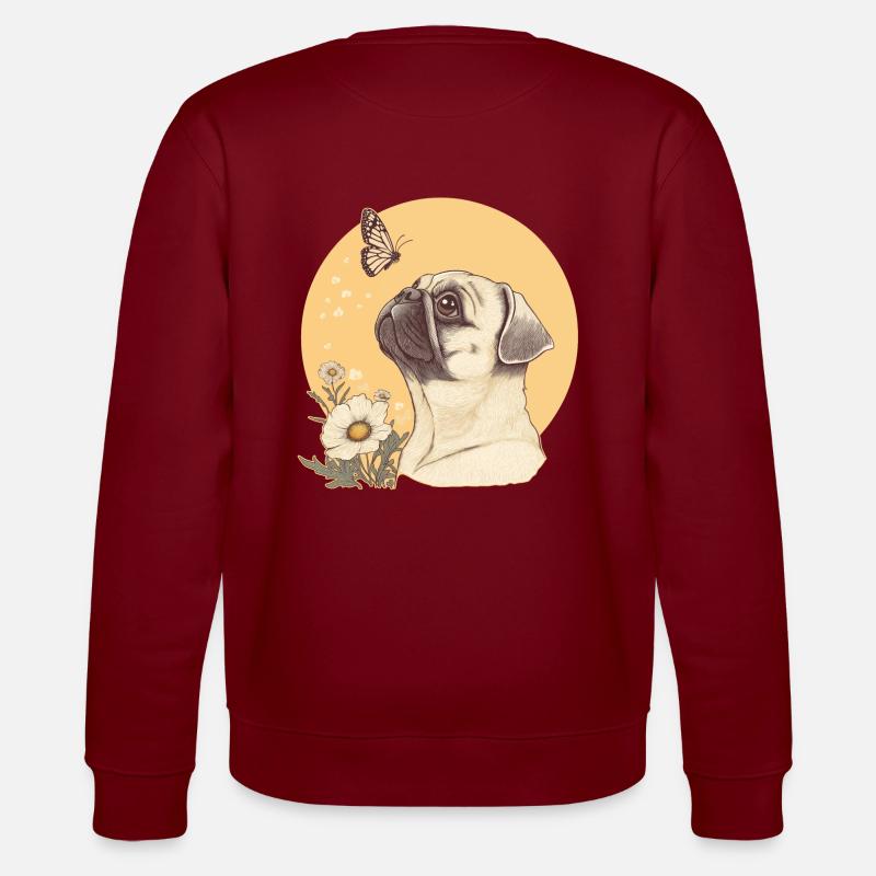 Mops mit Schmetterling - Stanley/Stella Unisex Bio-Sweatshirt CHANGER  - Burgunderrot