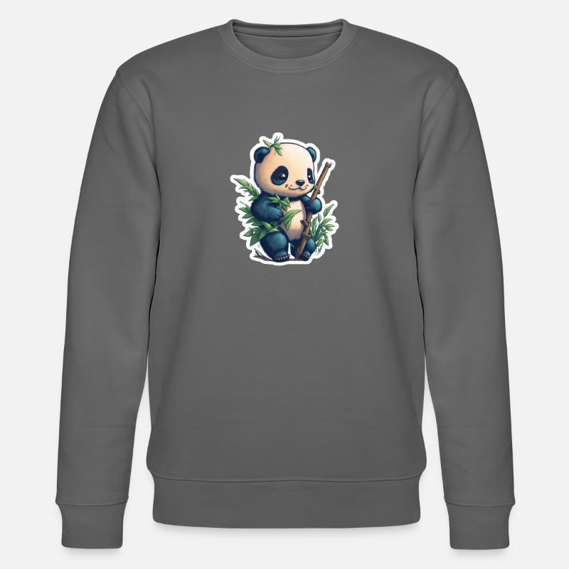 Cute Panda with Bamboo - Stanley/Stella CHANGER Unisex Organic Sweatshirt - anthracite