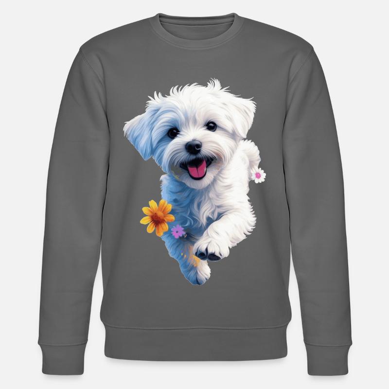 Maltesischer Welpe springt - 2 - 🐾 - Stanley/Stella Unisex Bio-Sweatshirt CHANGER - Anthrazit