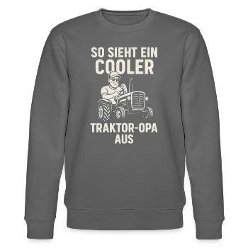 Traktor Opa - Stanley/Stella Unisex Bio-Sweatshirt CHANGER  - Anthrazit - Vorne - Nik (191cm) & Marisol (170cm)