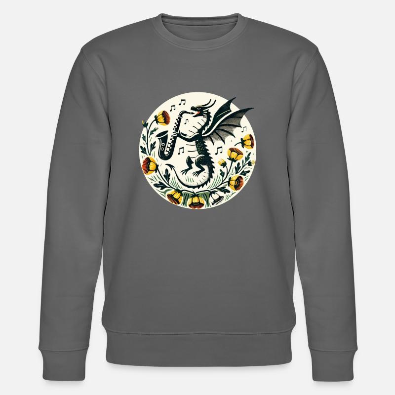 Saxophon Dragon Jazz Fantasy - Stanley/Stella Unisex Bio-Sweatshirt CHANGER  - Anthrazit