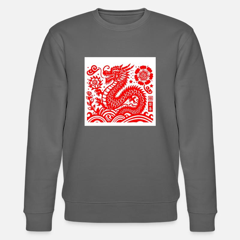 Jahr des Drachen rot - Stanley/Stella Unisex Bio-Sweatshirt CHANGER  - Anthrazit
