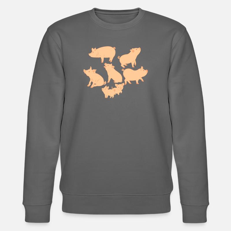Five pigs and two piglets - Stanley/Stella CHANGER Unisex Organic Sweatshirt - anthracite