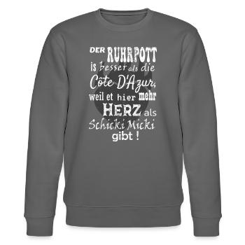 Ruhrpott Schicki Micki Dialekt Herz Ruhrgebiet - Stanley/Stella Unisex Bio-Sweatshirt CHANGER  - Anthrazit - Vorne - Nik (191cm) & Marisol (170cm)