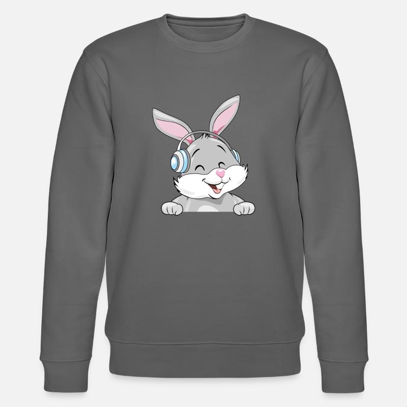 Lachender Hase mit Kopfhörern - Stanley/Stella Unisex Bio-Sweatshirt CHANGER  - Anthrazit