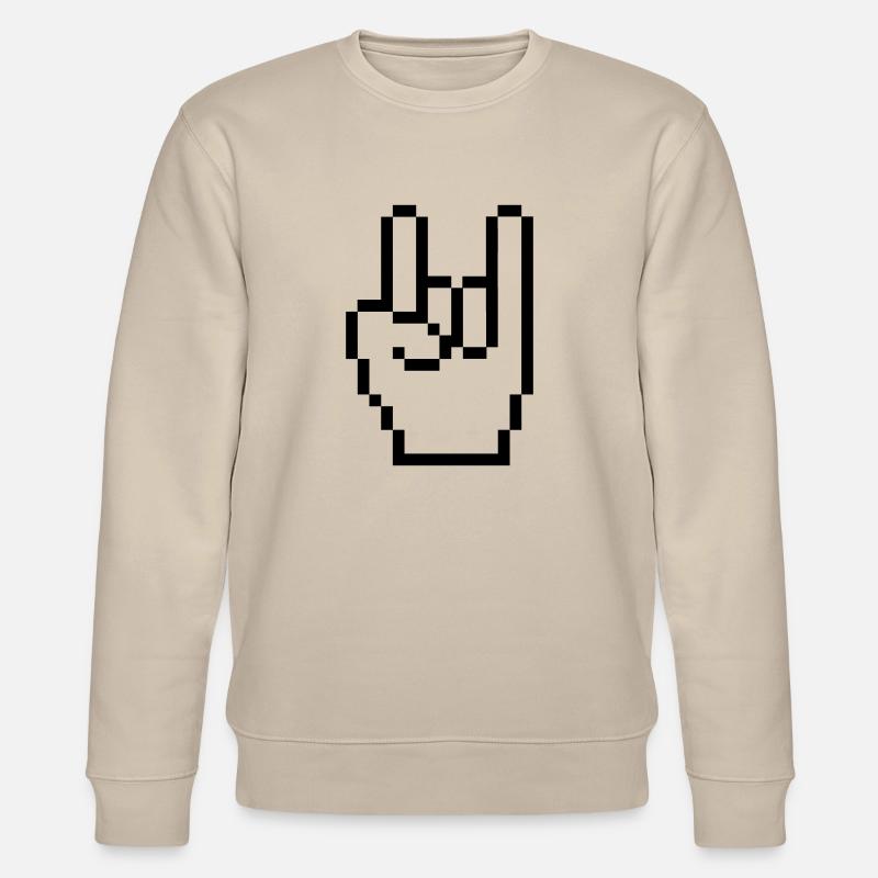 rock pixel hand - Stanley/Stella Unisex Bio-Sweatshirt CHANGER  - Beige