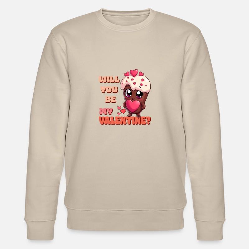 Chocolat Saint-Valentin - Serez-vous mon Valentin - Sweat bio CHANGER Stanley/Stella Unisexe - beige