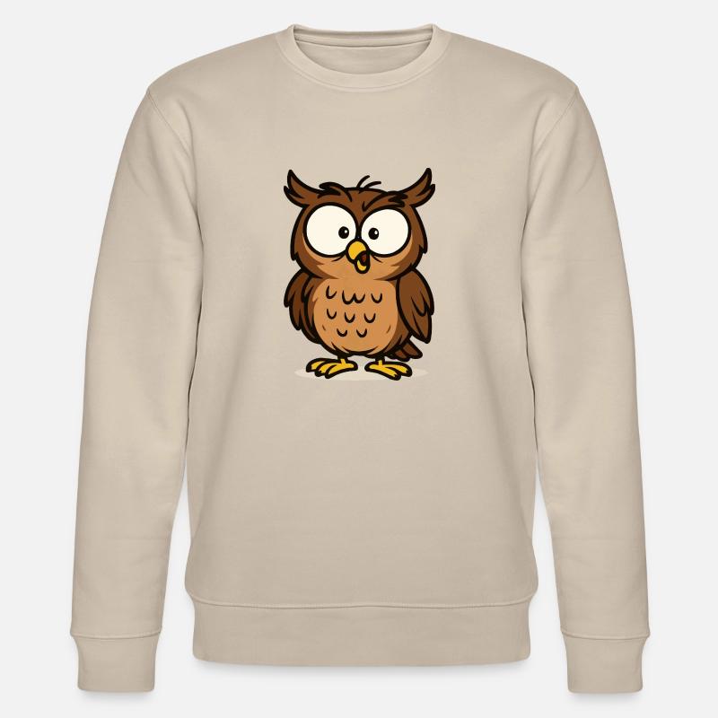 eule comic 1 - Stanley/Stella Unisex Bio-Sweatshirt CHANGER  - Beige