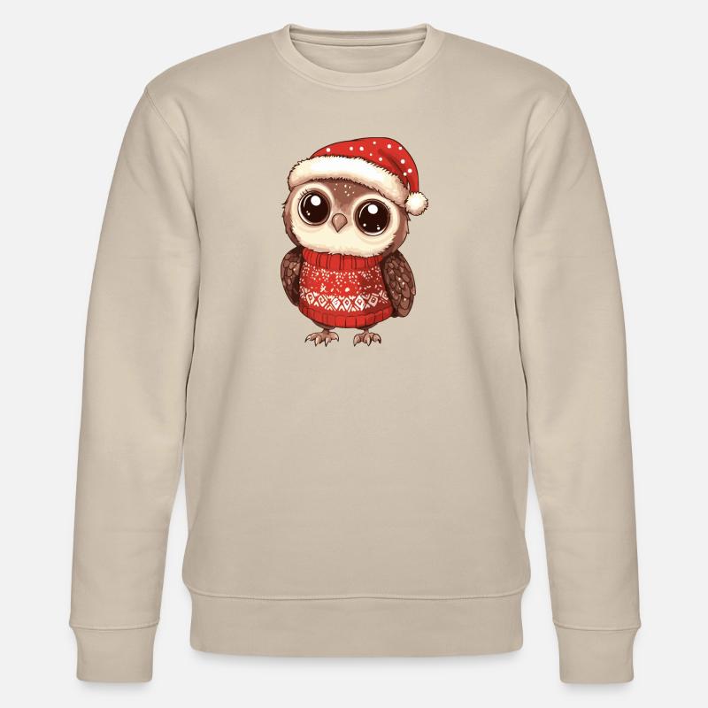 Eule Weihnachten Comic - Stanley/Stella Unisex Bio-Sweatshirt CHANGER  - Beige
