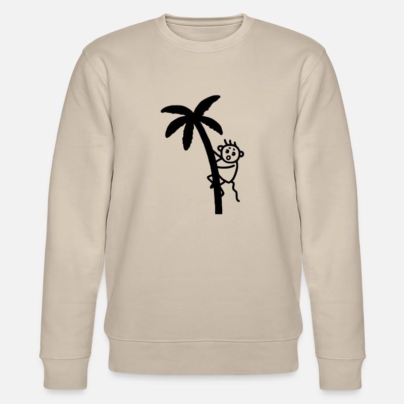 Monkey climbs on palm - Stanley/Stella CHANGER Unisex Organic Sweatshirt - beige
