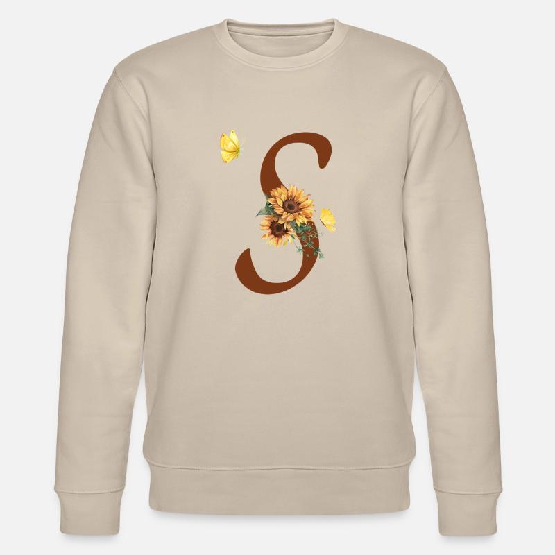 Buchstabe s Sonnenblumenschmetterling - Stanley/Stella Unisex Bio-Sweatshirt CHANGER  - Beige