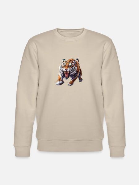 Proud tiger in attack mode - Stanley/Stella CHANGER Unisex Organic Sweatshirt - beige
