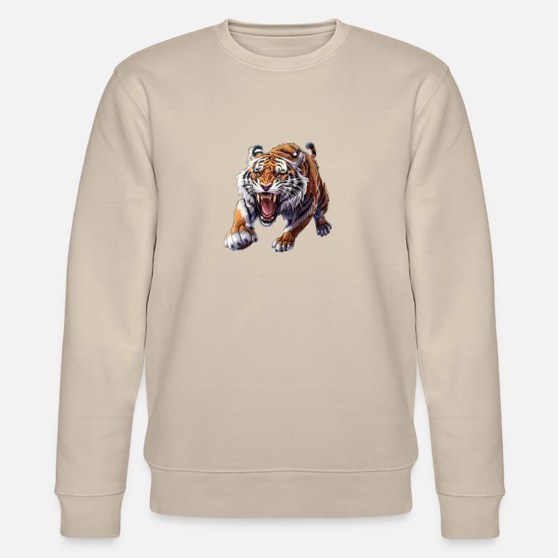 Stolzer Tiger Im Angriffsmodus - Stanley/Stella Unisex Bio-Sweatshirt CHANGER  - Beige