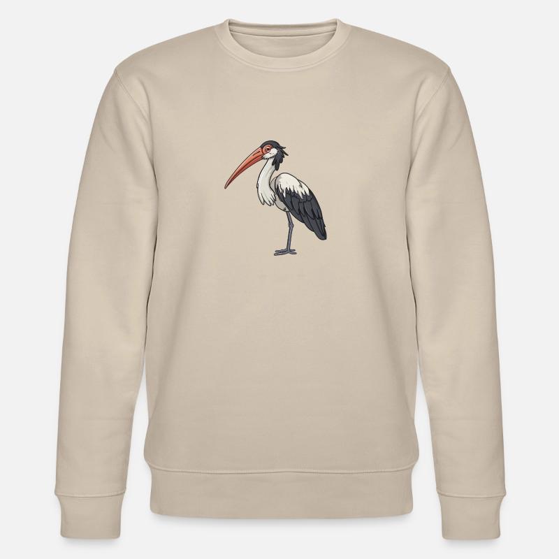 Drôle de cigogne à l’aquarelle - Sweat bio CHANGER Stanley/Stella Unisexe - beige