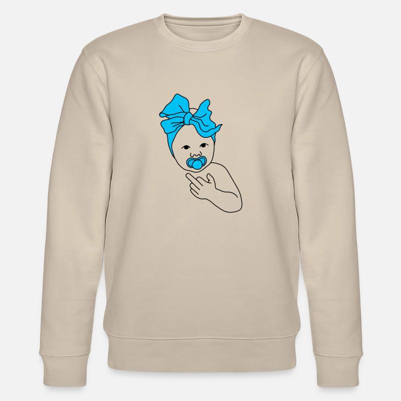 baby middlefinger blue - Stanley/Stella Unisex Bio-Sweatshirt CHANGER  - Beige