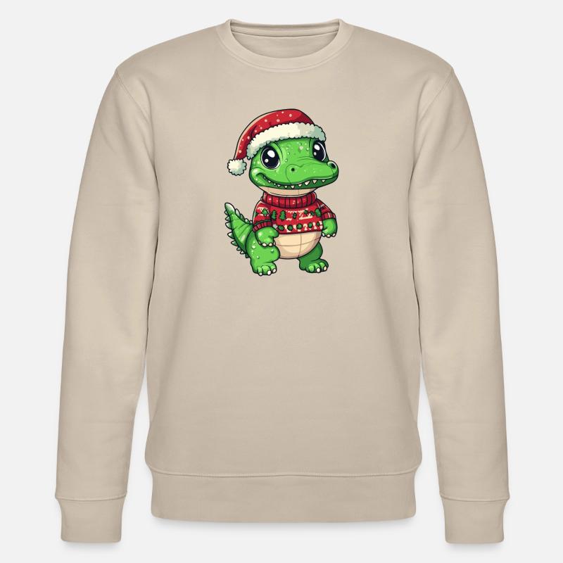 Alligator Weihnachten Comic - Stanley/Stella Unisex Bio-Sweatshirt CHANGER  - Beige