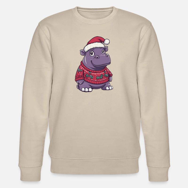 Hippopotamus Christmas Comic - Stanley/Stella CHANGER Unisex Organic Sweatshirt - beige