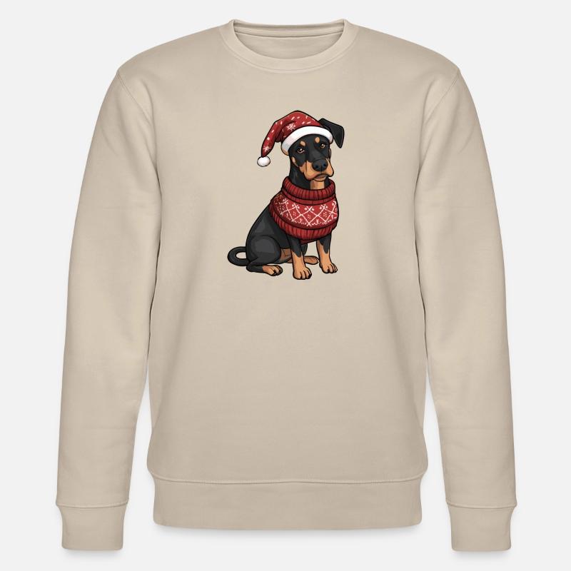 Dobermann Hund Weihnachten Comic - Stanley/Stella Unisex Bio-Sweatshirt CHANGER  - Beige