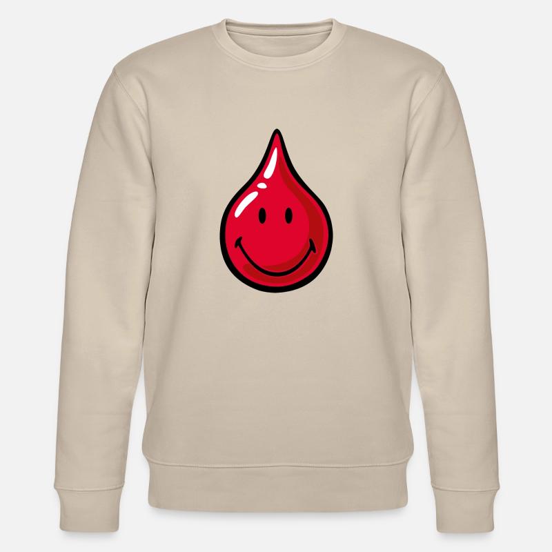 Smiley bloddråbe - Stanley/Stella økologisk unisex-sweatshirt CHANGER  - beige