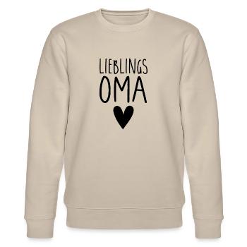 Lieblings Oma Herz - Stanley/Stella Unisex Bio-Sweatshirt CHANGER  - Beige - Vorne - Nik (191cm) & Marisol (170cm)