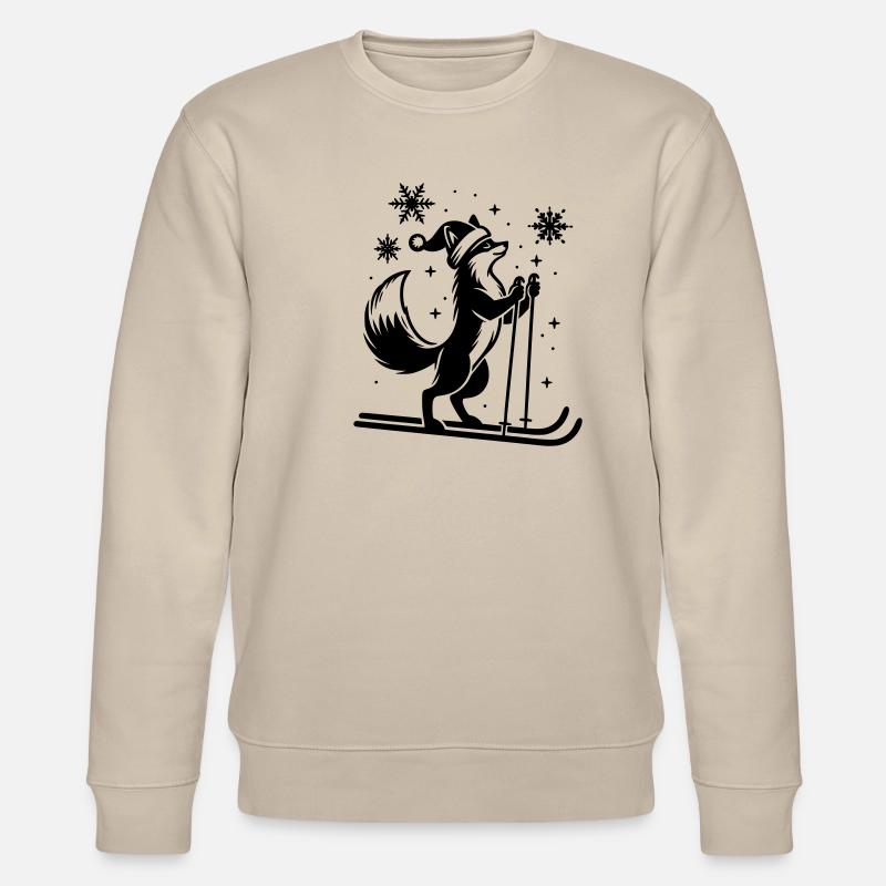 Weihnachtsfuchs auf Skiern - Stanley/Stella Unisex Bio-Sweatshirt CHANGER  - Beige