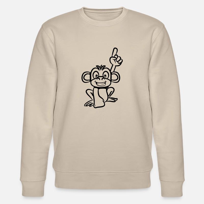 monkey funny forefinger - Stanley/Stella CHANGER Unisex Organic Sweatshirt - beige