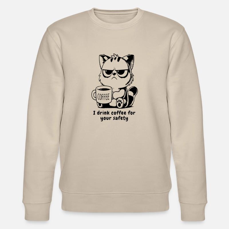 crumpy cat mit caffee - Stanley/Stella Unisex Bio-Sweatshirt CHANGER  - Beige