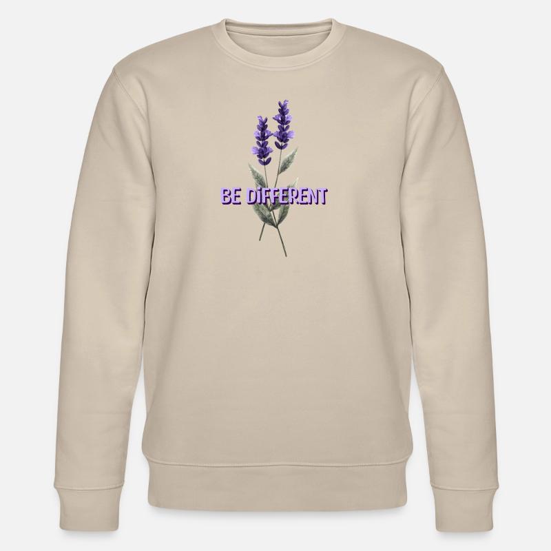 BE DIFFERENT – Lavendel Blumenliebe Affirmationen - Stanley/Stella Unisex Bio-Sweatshirt CHANGER  - Beige