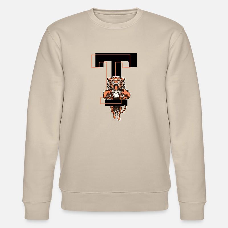 Tiger Buchstabe T - Geschenkidee - Stanley/Stella Unisex Bio-Sweatshirt CHANGER - Beige