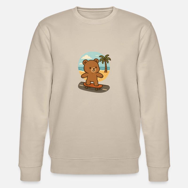Teddy bear on a skateboard - Stanley/Stella CHANGER Unisex Organic Sweatshirt - beige