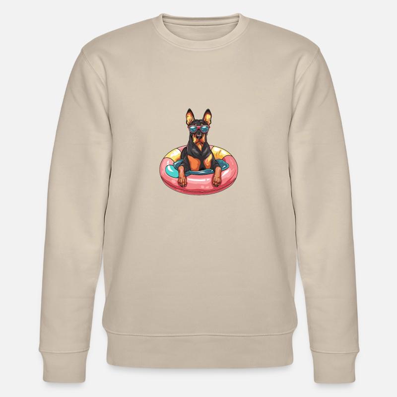Dobermann Hund Comic Cool - Stanley/Stella Unisex Bio-Sweatshirt CHANGER - Beige