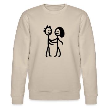 Strichmännchen Paar - line - Stanley/Stella Unisex Bio-Sweatshirt CHANGER  - Beige - Vorne - Nik (191cm) & Marisol (170cm)