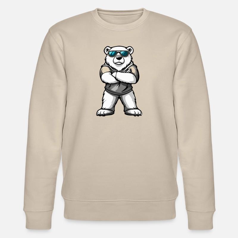 Eisbär Comic - Stanley/Stella Unisex Bio-Sweatshirt CHANGER  - Beige