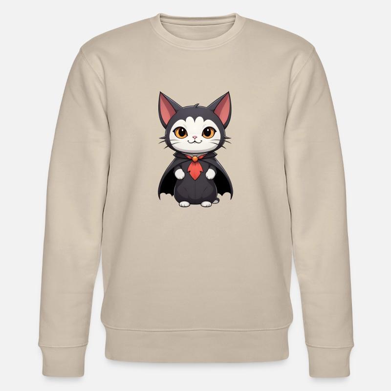 Halloween Chat vampire - Sweat bio CHANGER Stanley/Stella Unisexe - beige