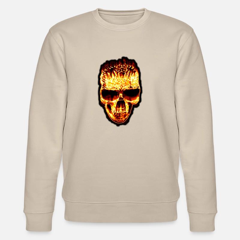 Fire Skull - Stanley/Stella Unisex Bio-Sweatshirt CHANGER  - Beige